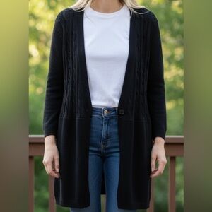 🛍NWOT Denim&Co Cardigan CableKnit MediumGaugeNICE